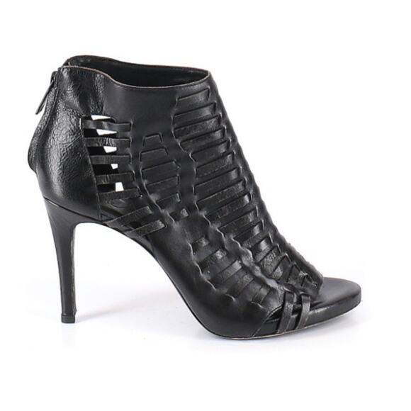 Joie Black Braided Leather Peep Toe Ankle Boots - Picture 1 of 2